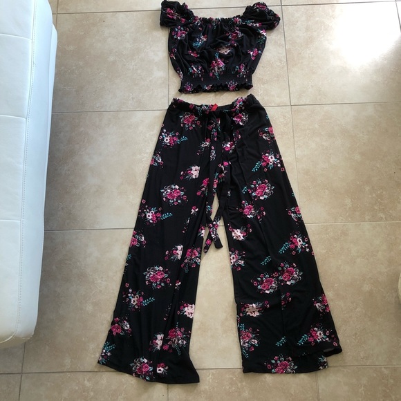 two piece jumpsuit floral